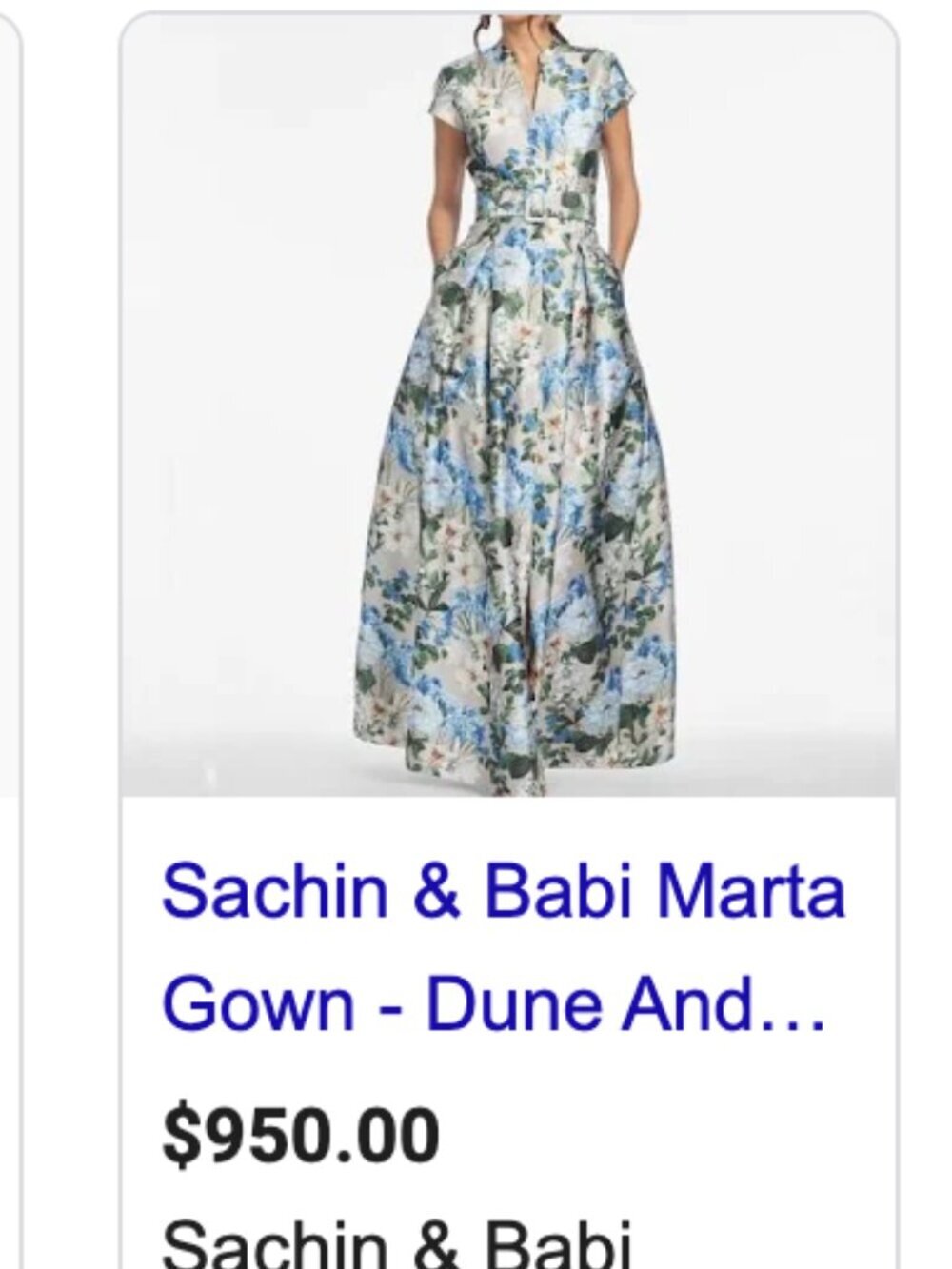 Sachin & Babi Marta Floral Mikado Gown Maxi Long Formal Dress Blue New Size 14 - Picture 7 of 10